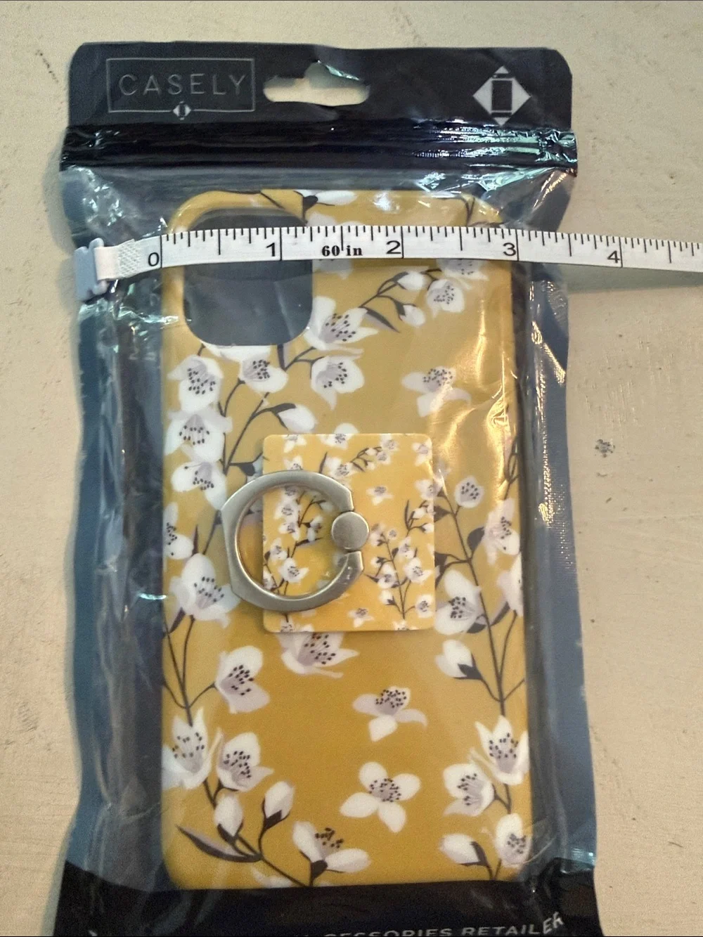 Casely iPhone 11 Yellow Cherry Blossom Floral Case New with Ring
